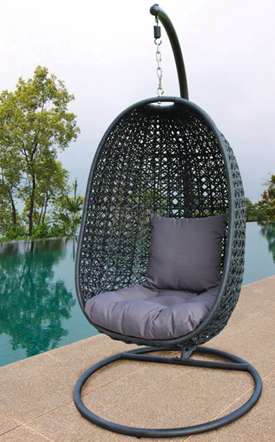 Outdoor Garden Metal Frame PE Wicker Hanging Basket