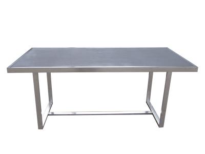 Mesa de comedor rectangular con marco de acero inoxidable para exteriores