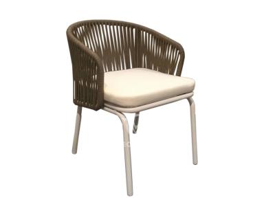 silla de comedor de cuerda de tejido con marco de aluminio para exteriores
