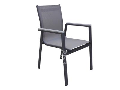 Estructura de aluminio apilable para exteriores con sillón de comedor de textilene

