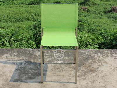 Estructura exterior de acero inoxidable con silla de comedor de tela Textilene
