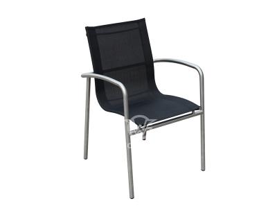 Juego de sillas de comedor de tela Textilene con marco de acero inoxidable para muebles de jardín