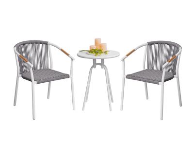 Juego de mesa de comedor redonda de aluminio con muebles de jardín