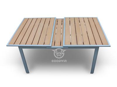 Mesa de comedor extensible de madera PE con marco de aluminio rectangular
