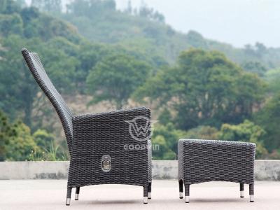 silla de ocio de ratán de mimbre para exteriores con respaldo alto escabel