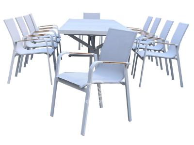 Juego de mesa de comedor extensible con marco de aluminio para muebles de exterior