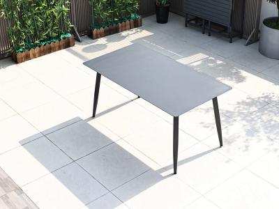 Mesa de comedor rectangular con marco de aluminio para jardín al aire libre
    