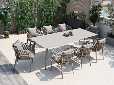 Mobiliario de jardín exterior con estructura de aluminio, juego de mesa y silla de comedor