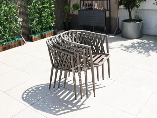 Stackable Aluminum Frame Rope Dining Chair